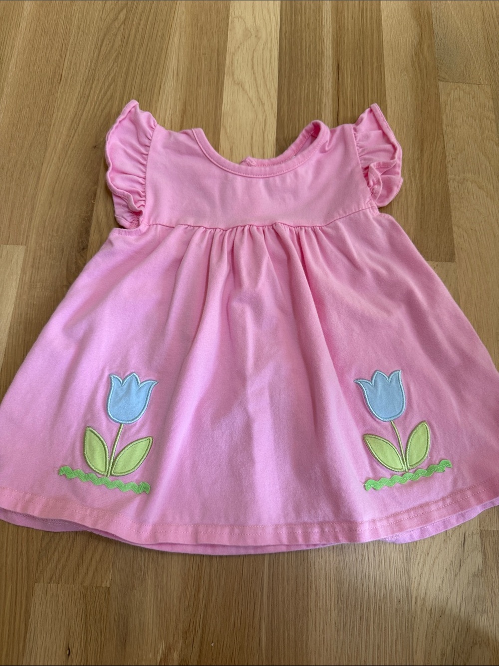 Toddler Pink Tulip Appliqué Summer Dress